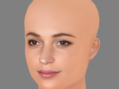 Alicia Vikander Head - No Hair - Low poly head for game 3D Model