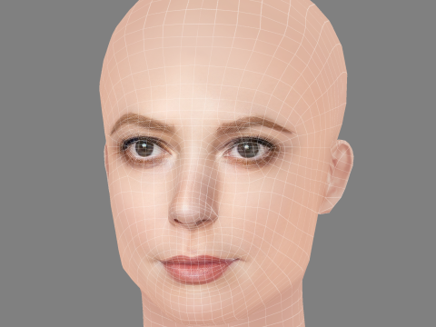 Alicia Witt Head - No Hair - Low poly head for game Modelo 3D