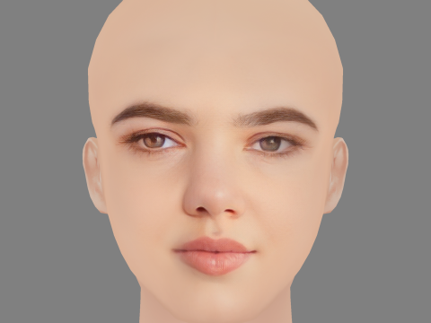 Alisha Newton Head - No Hair - Low poly head for game 3D Model