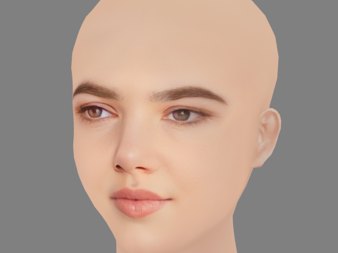 Alisha Newton Head - No Hair - Low poly head for game 3D Model