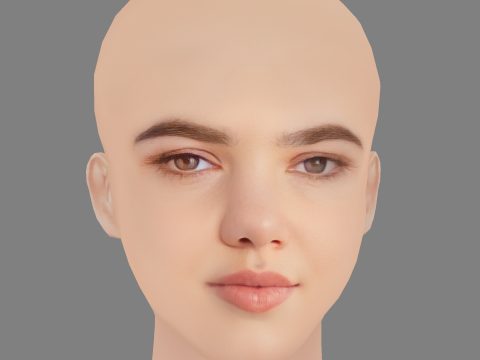 Alisha Newton Head - No Hair - Low poly head for game 3D Model