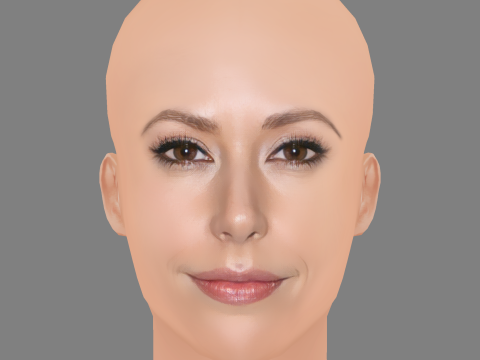Amanda Crew Head - No Hair - Low poly head for game Model 3D