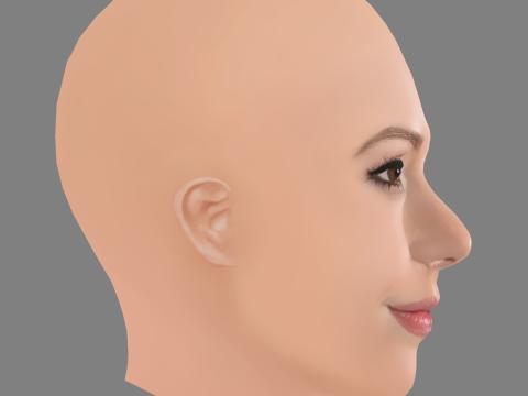 Amanda Crew Head - No Hair - Low poly head for game Model 3D