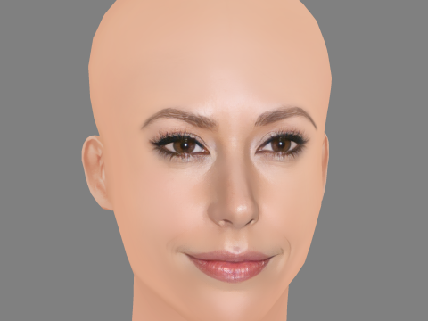 Amanda Crew Head - No Hair - Low poly head for game Model 3D