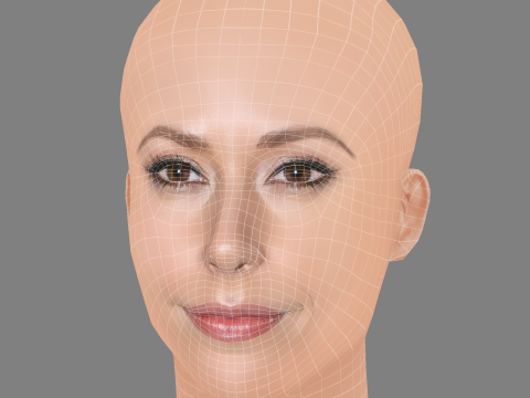 Amanda Crew Head - No Hair - Low poly head for game Model 3D