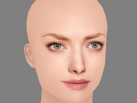 Amanda Seyfried Head - No Hair - Low poly head for game Modello 3D