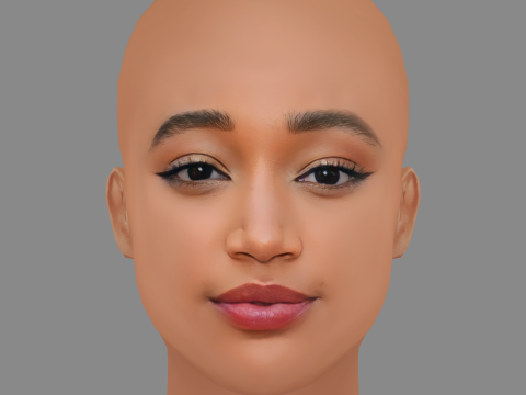Amandla Stenberg Head - No Hair - Low poly head for game Modèle 3D