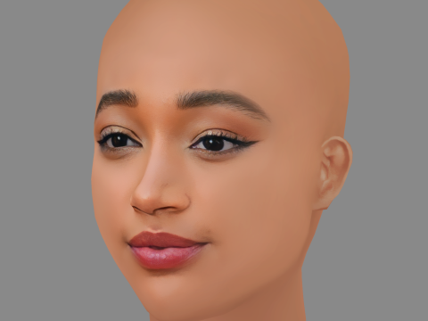 Amandla Stenberg Head - No Hair - Low poly head for game Modèle 3D