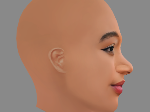Amandla Stenberg Head - No Hair - Low poly head for game Modèle 3D