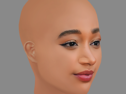 Amandla Stenberg Head - No Hair - Low poly head for game Modèle 3D