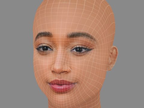 Amandla Stenberg Head - No Hair - Low poly head for game Modèle 3D