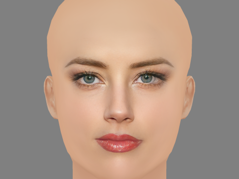 Amber Heard Head - No Hair - Low poly head for game 3D 모델