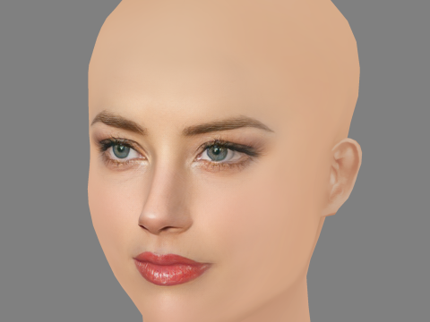 Amber Heard Head - No Hair - Low poly head for game 3D 모델