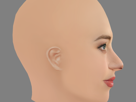 Amber Heard Head - No Hair - Low poly head for game 3D 모델