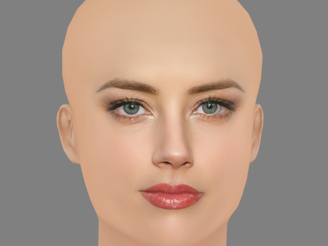 Amber Heard Head - No Hair - Low poly head for game 3D 모델