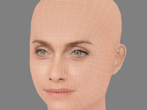 Amber Valletta Head - No Hair - Low poly head for game 3D मॉडल