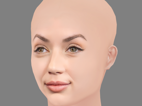 Ana de Armas Head - No Hair - Low poly head for game Model 3D
