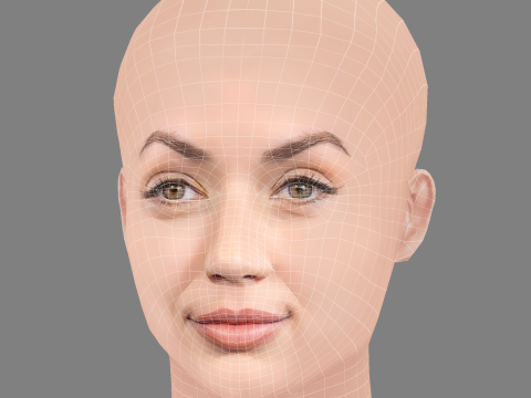 Ana de Armas Head - No Hair - Low poly head for game Model 3D