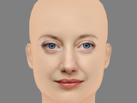 Andrea Riseborough Head - No Hair - Low poly head for game 3D 모델