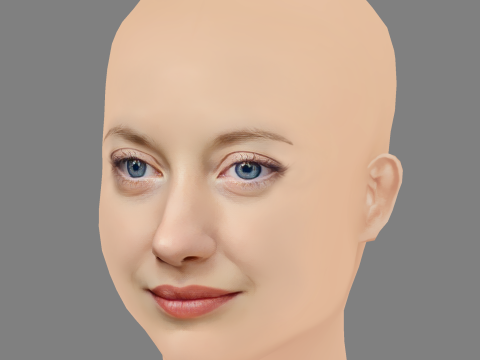 Andrea Riseborough Head - No Hair - Low poly head for game 3D 모델