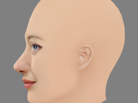 Andrea Riseborough Head - No Hair - Low poly head for game 3D 모델
