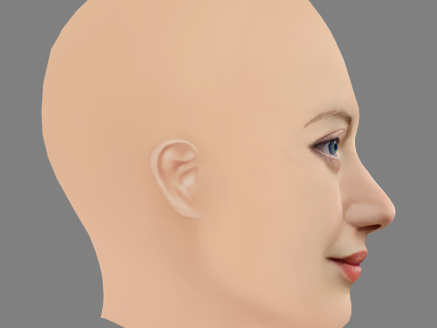 Andrea Riseborough Head - No Hair - Low poly head for game 3D 모델