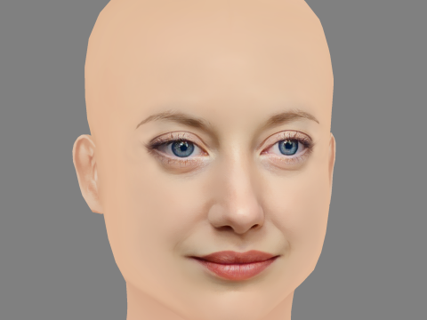 Andrea Riseborough Head - No Hair - Low poly head for game 3D 모델