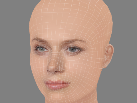 Anna Friel Head - No Hair - Low poly head for game 3D Model