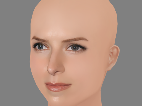 Anna Kendrick Head - No Hair - Low poly head for game 3D Model