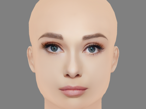 Audrey Hepburn Head - No Hair - Low poly head for game Model 3D