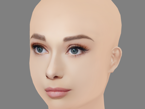 Audrey Hepburn Head - No Hair - Low poly head for game Model 3D