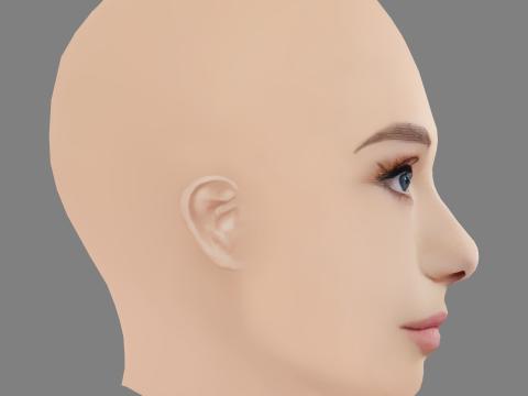 Audrey Hepburn Head - No Hair - Low poly head for game Model 3D