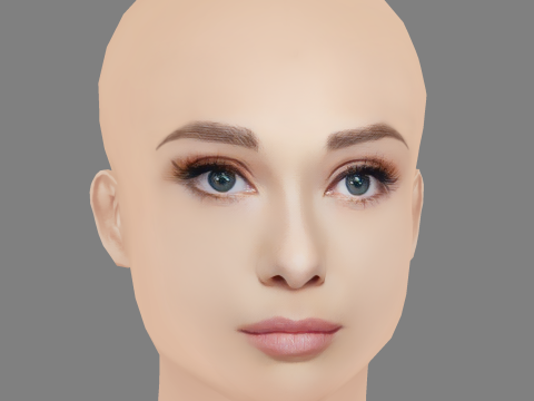 Audrey Hepburn Head - No Hair - Low poly head for game Model 3D