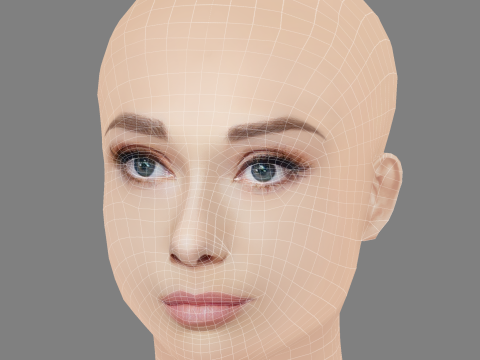 Audrey Hepburn Head - No Hair - Low poly head for game Model 3D