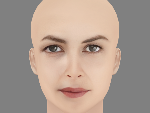 Audrey Tautou Head - No Hair - Low poly head for game 3D Модель