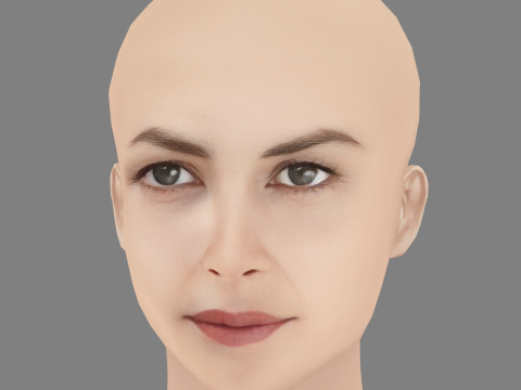 Audrey Tautou Head - No Hair - Low poly head for game 3D Модель