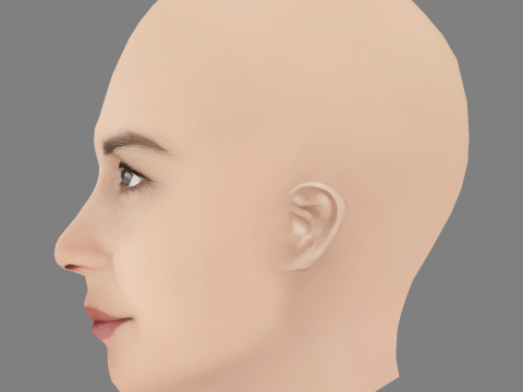 Audrey Tautou Head - No Hair - Low poly head for game 3D Модель