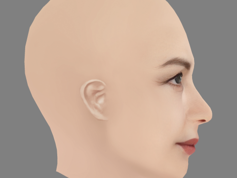 Audrey Tautou Head - No Hair - Low poly head for game 3D Модель