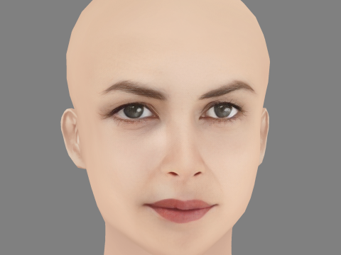 Audrey Tautou Head - No Hair - Low poly head for game 3D Модель