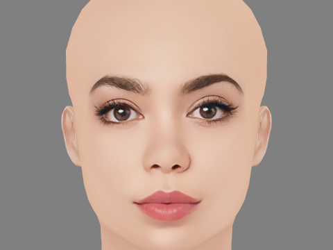 Aulii Cravalho Head - No Hair - Low poly head for game 3D Model