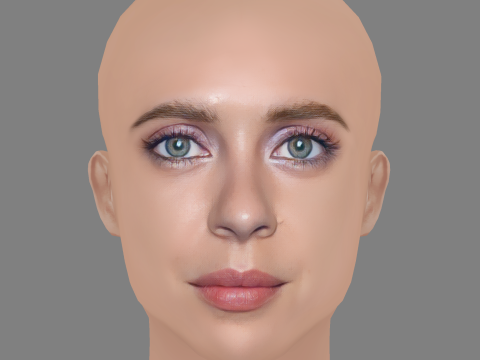 Bel Powley Head - No Hair - Low poly head for game 3D Model