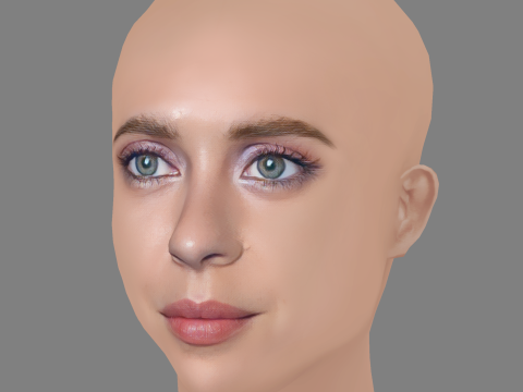 Bel Powley Head - No Hair - Low poly head for game 3D Model
