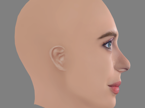 Bel Powley Head - No Hair - Low poly head for game 3D Model