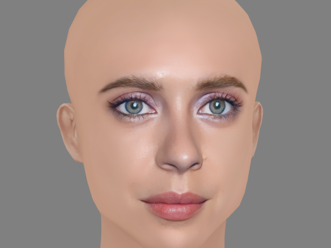 Bel Powley Head - No Hair - Low poly head for game 3D Model