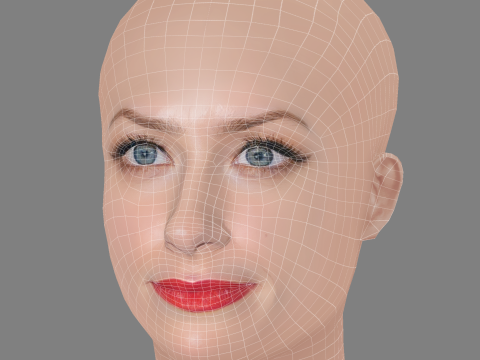 Beth Behrs Head - No Hair - Low poly head for game 3D 모델