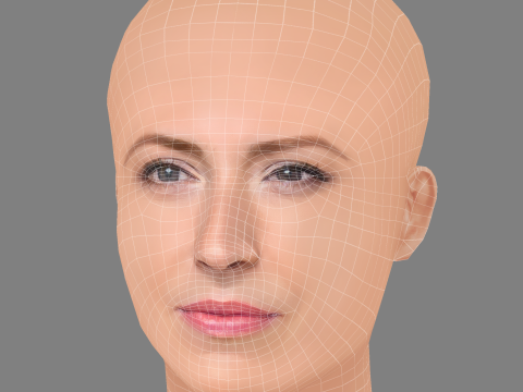 Beth Riesgraf Head - No Hair - Low poly head for game Modèle 3D