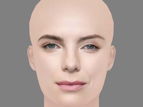 Betty Gilpin Head - No Hair - Low poly head for game Model 3D