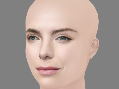 Betty Gilpin Head - No Hair - Low poly head for game Model 3D