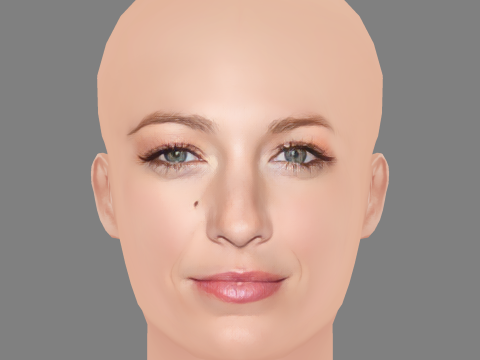 Blake Lively Head - No Hair - Low poly head for game Modelo 3D