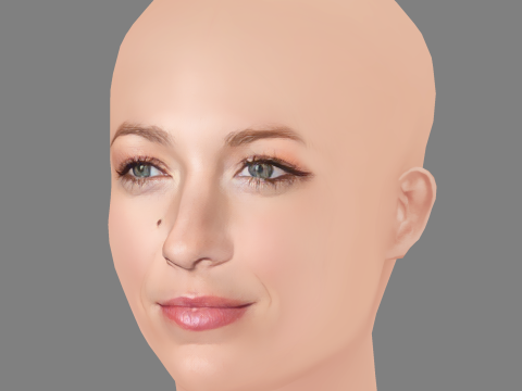Blake Lively Head - No Hair - Low poly head for game Modelo 3D